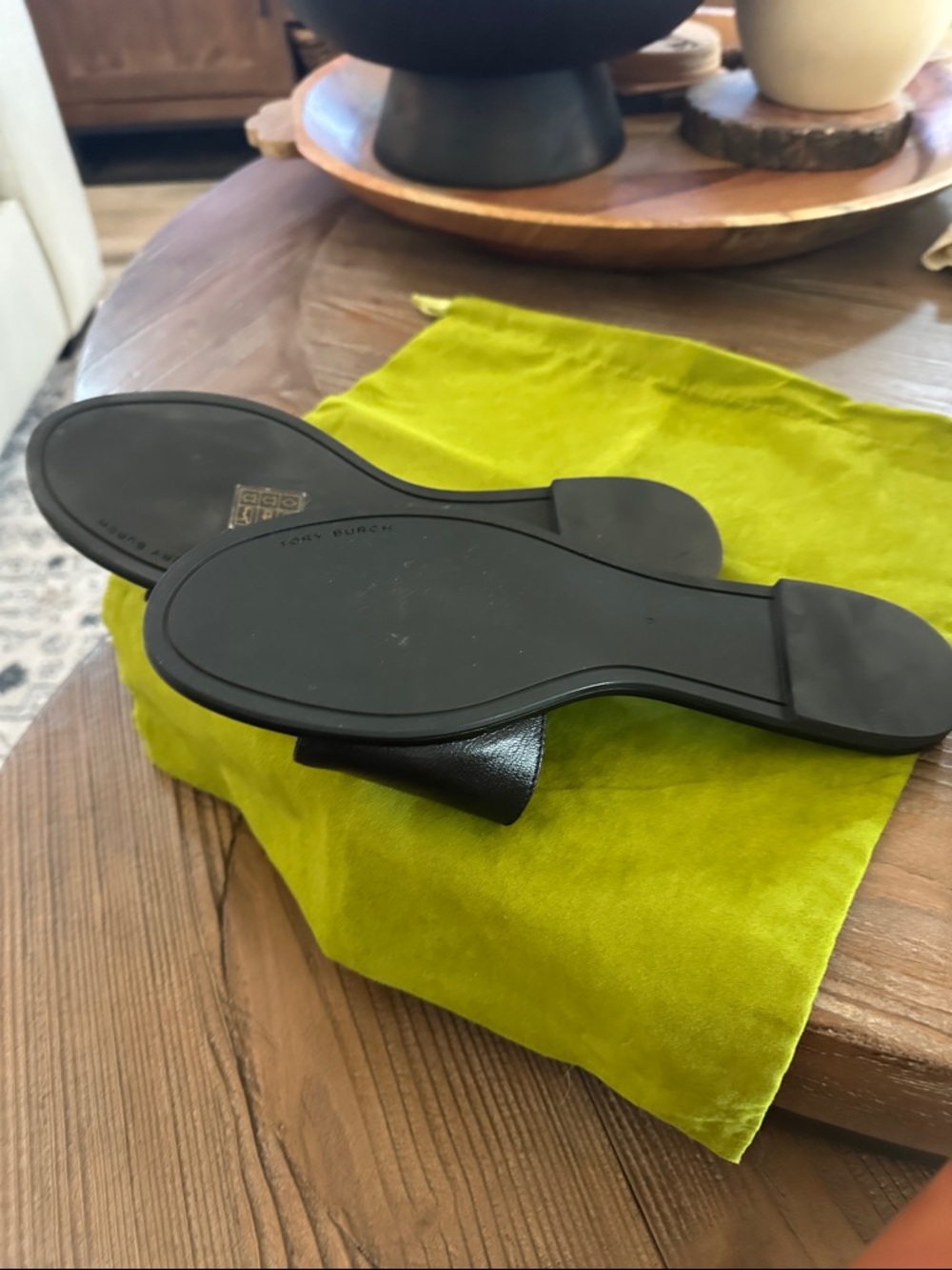 Tory Burch Black Crystal-Embellished Logo Slide Sandals - Picture 10 of 10